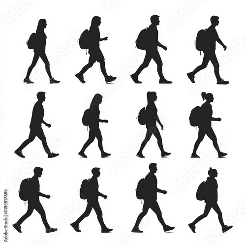 people walking silhouette ,...