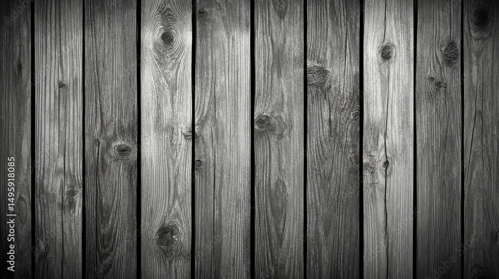 Fototapeta premium Aged wooden planks in grayscale backdrop.