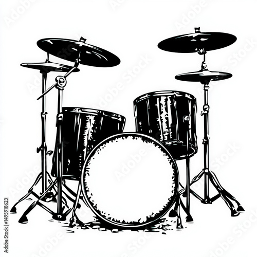 vector drum silhouette , bl...