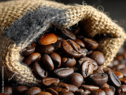 A rustic burlap coffee bag ...