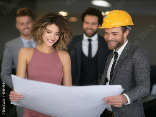 A team of engineers discuss...