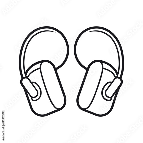 Ear Plugs Outline Line Art Vector