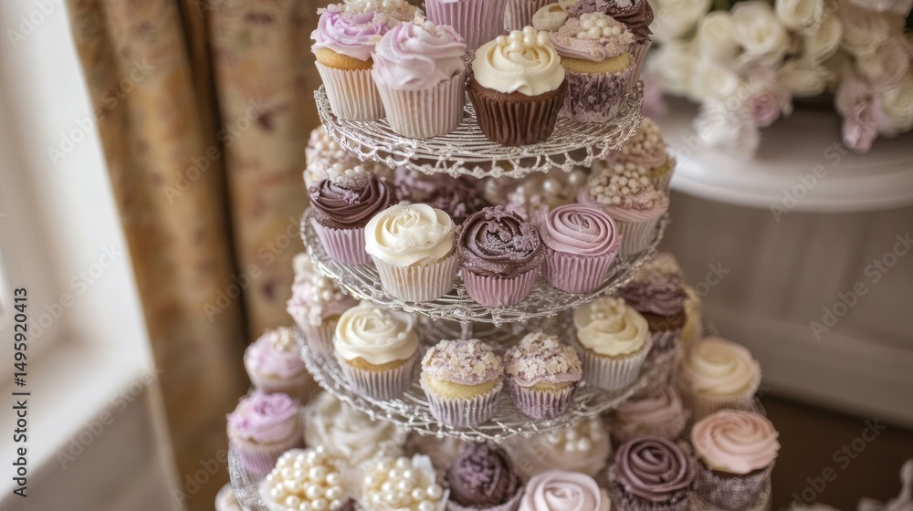 Elegant tiered cupcake display Elegant tiered cupcake display