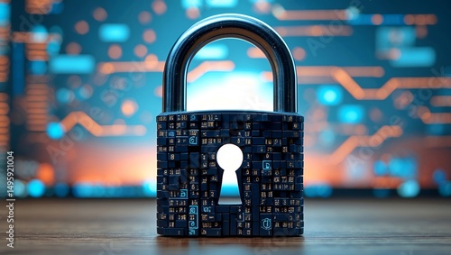 A padlock symbolizing cybersecurity in a digital world