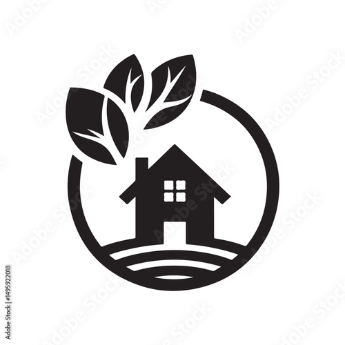 eco home vector silhouette clip art logo design illustration. world environment day collection