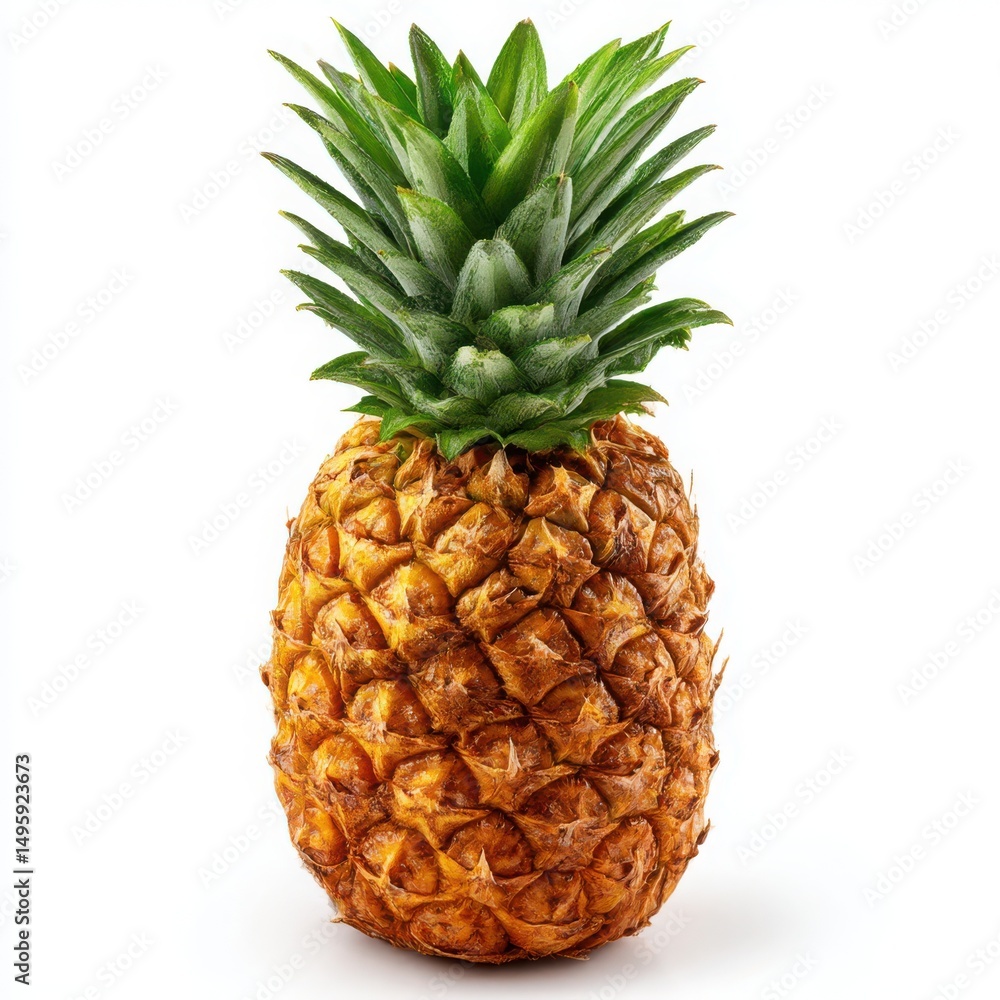 Fototapeta premium Ripe pineapple isolated on white background, close up view