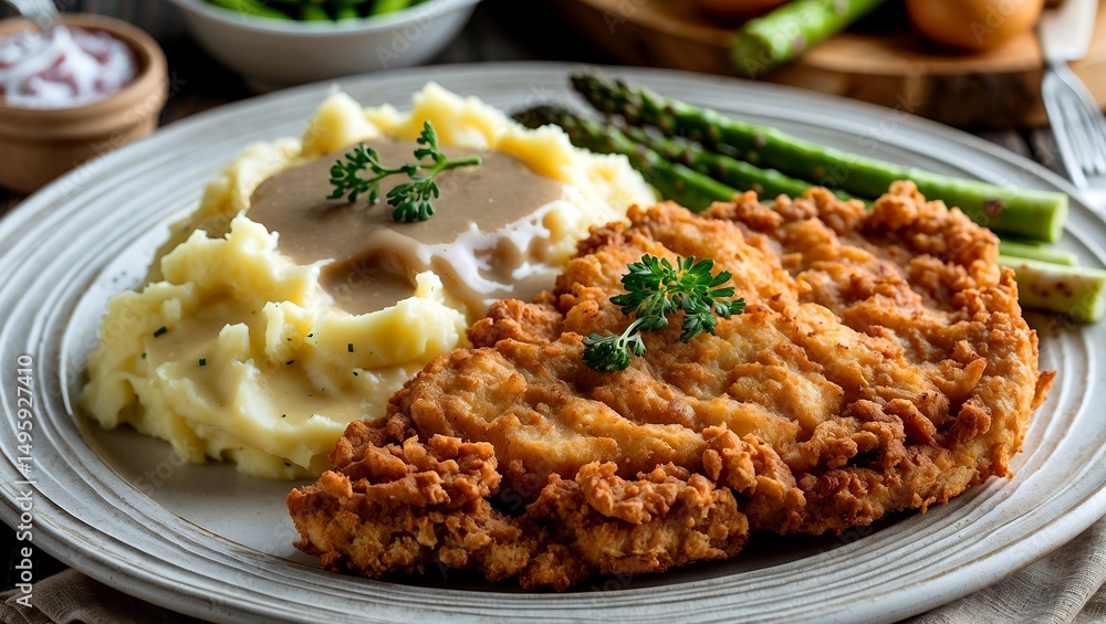 Chicken fried steak with yukon gold mashed potatoes Chicken fried steak with yukon gold mashed potatoes