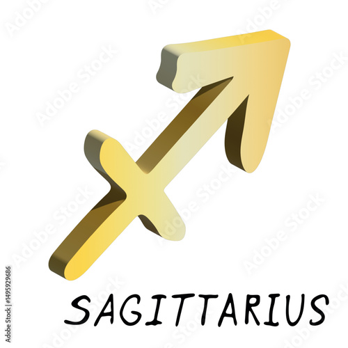 3d sagittarius zodiac sign Esoteric symbol Astrology clipart Element for design