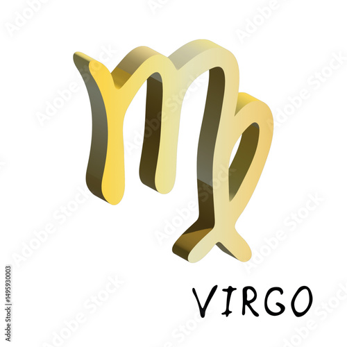 3d virgo zodiac sign Esoteric symbol Astrology clipart Element for design