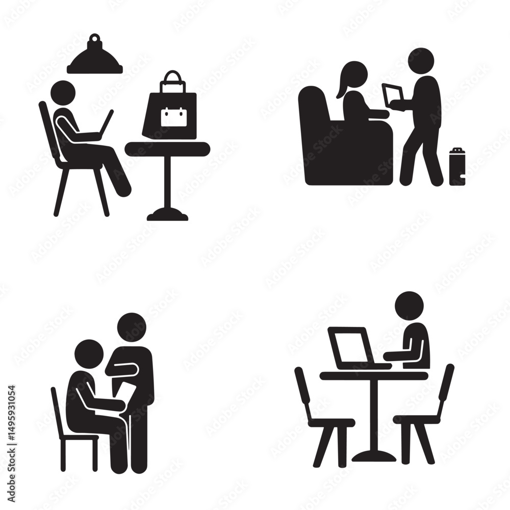 Fototapeta premium Diverse people working and relaxing in cafes