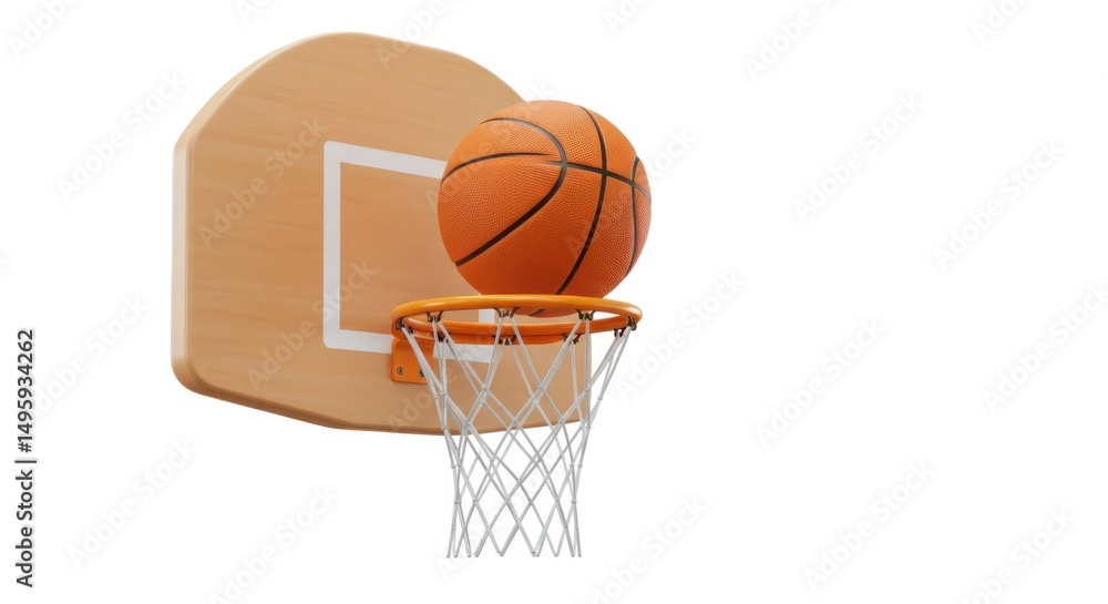 Fototapeta premium Basketball and hoop isolated on white background