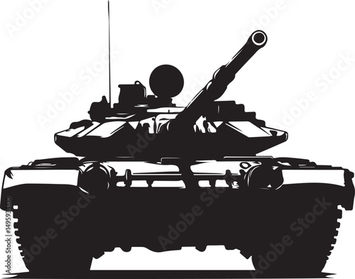 Military Tank Silhouette Vector Illustration on Transparent Background