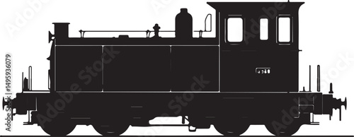 Locomotive Train Steam Engine Silhouette Vector Illustration on Transparent Background