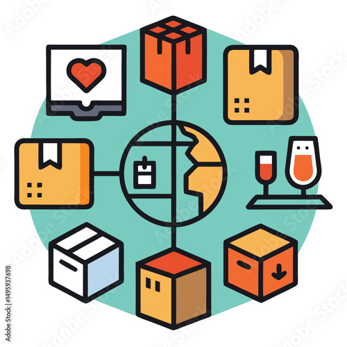 Global E commerce Delivery Network Illustration