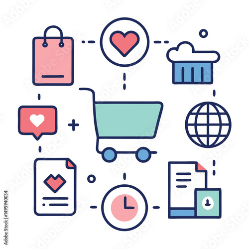 Online Shopping Experience Customer Journey Infographic