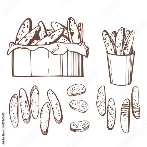 Wallpaper Mural  Hand-drawn biscotti set. Vector sketch illustration Torontodigital.ca