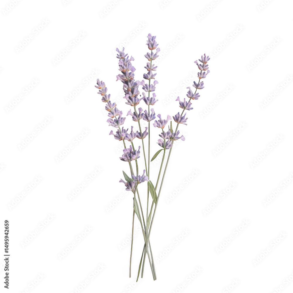Fototapeta premium Lavender flower bouquet isolated on transparent background