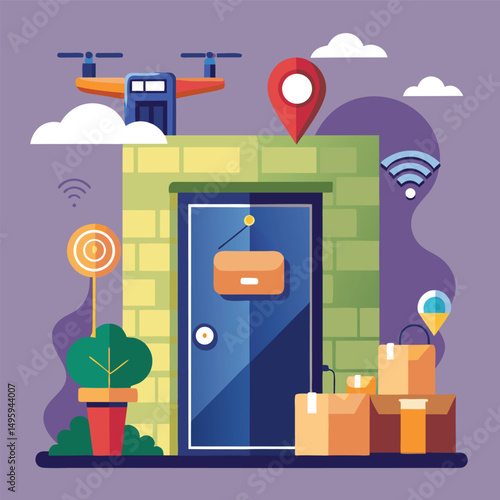 Drone Delivery Service at Home Smart Door