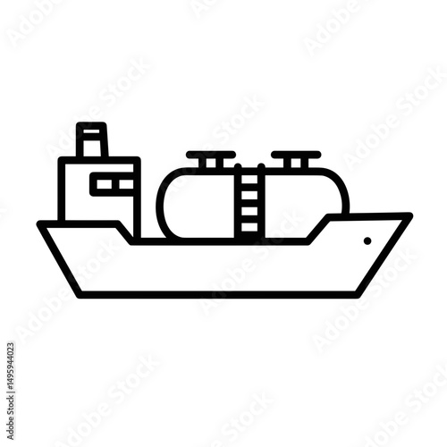 Chemical tanker ship icon in minimal line art style  