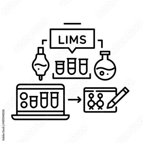 Laboratory Information Management System (LIMS) illustration for chemical industry icon  
