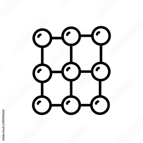 Chemical industry icon featuring a polymerization network diagram  