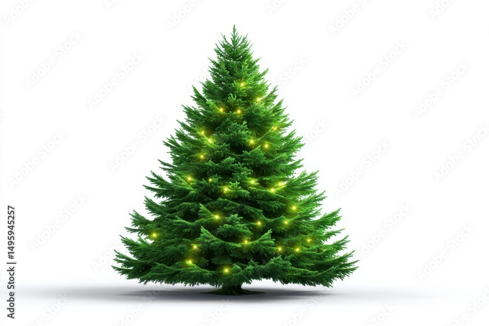 Obraz premium Christmas tree with lights isolated on white background