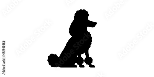 Detailed poodle silhouette sitting with decorative fur and formal pose
