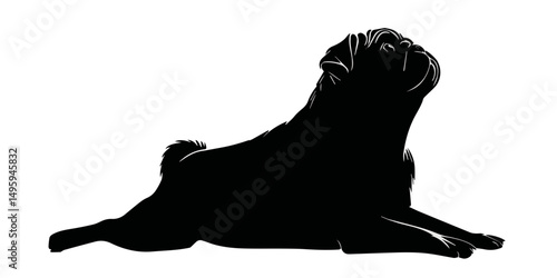 Pug dog silhouette in relaxed laying pose
