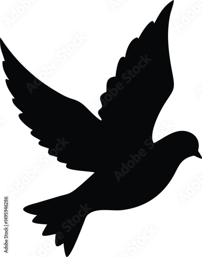 Canvas Print dove flying silhouette