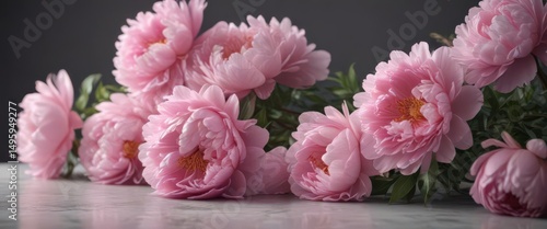 Full bloom pink peonies, soft petals, elegant backdrop,  pink flowers,  flower background,  floral design
