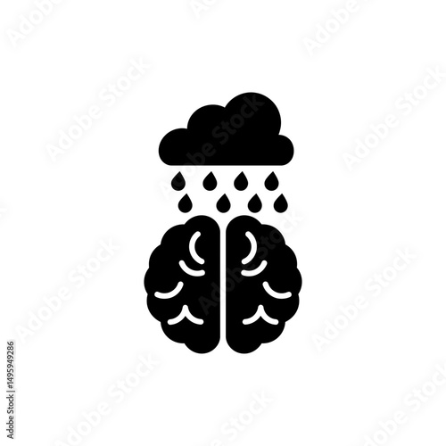 Brain Receiving Rain Representing Rejuvenation and Mental Clarity