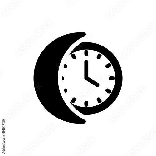 Clock with Moon Symbolizing Night Routine and Sleep Schedule
