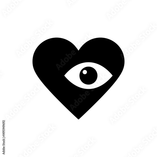 Eye Peeking from Heart Symbolizing Emotional Intuition and Awareness