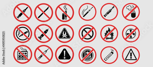 No smoking, No vaping combined sign. High resolution vector icon. Vector illustration eps file.