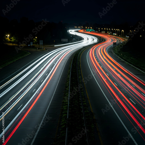 Wallpaper Mural Night Highway Traffic Lights Trails Torontodigital.ca