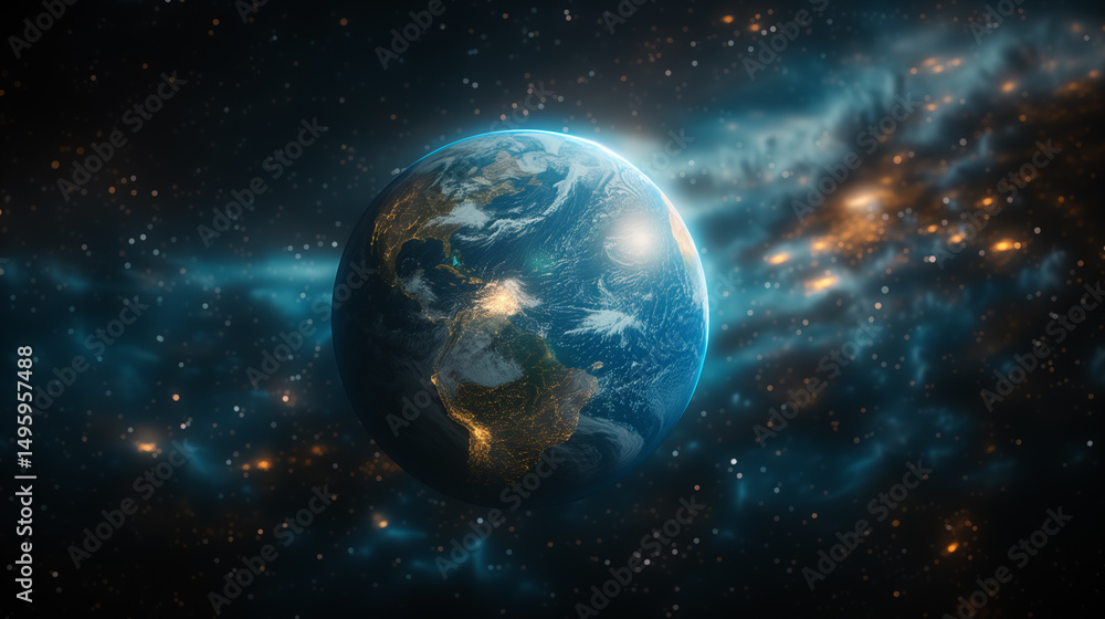 Obraz premium a computer generated image of the earth in space surrounded by stars