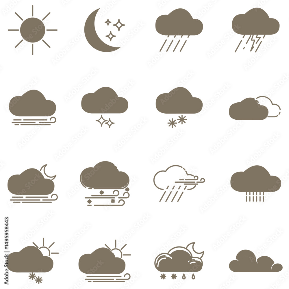 clouds icons set different style and forms clouds icons set different style and forms