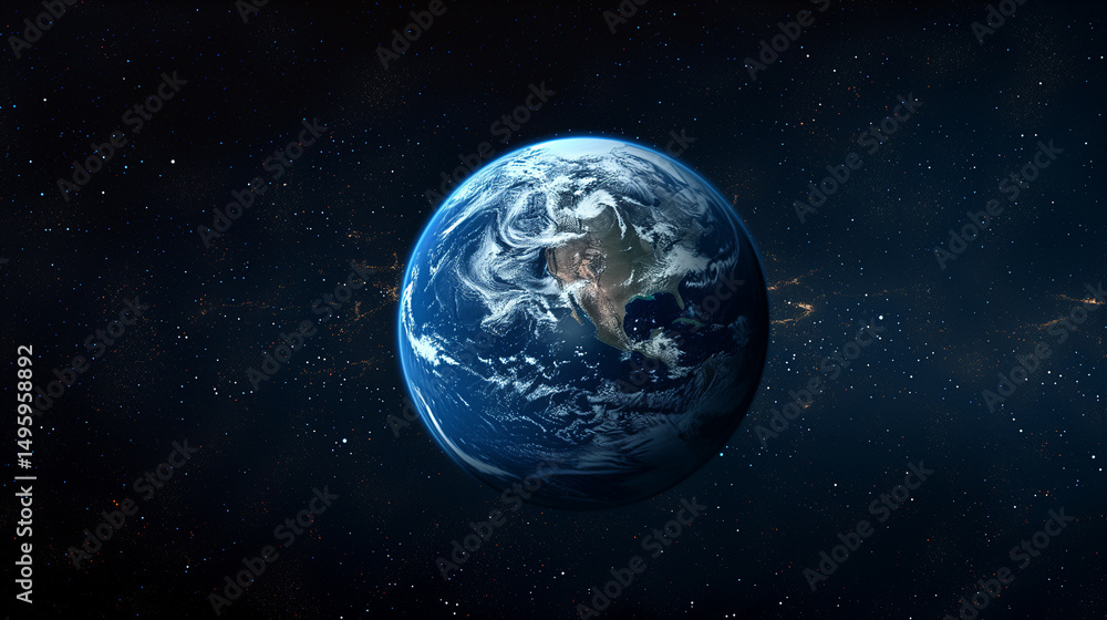 Obraz premium a view of the earth from space with stars in the background
