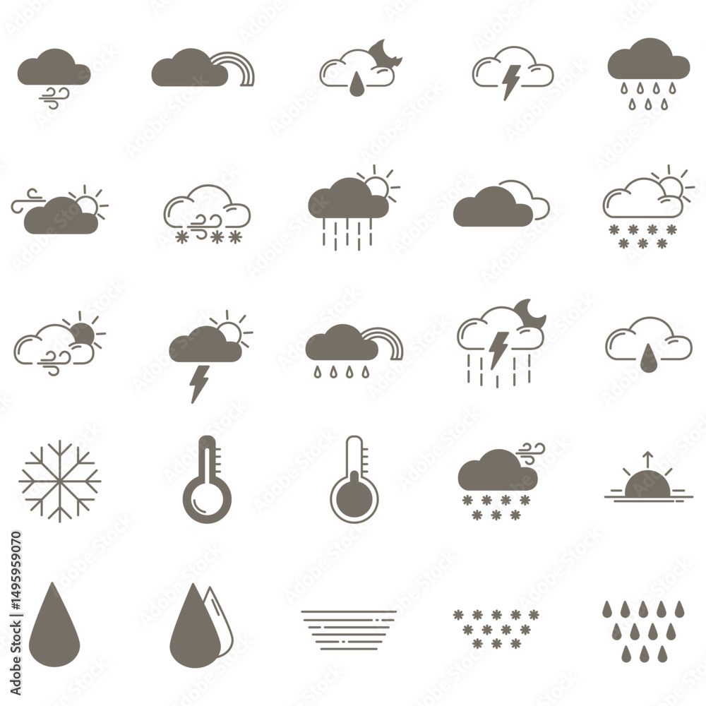 clouds icons set different style and forms clouds icons set different style and forms