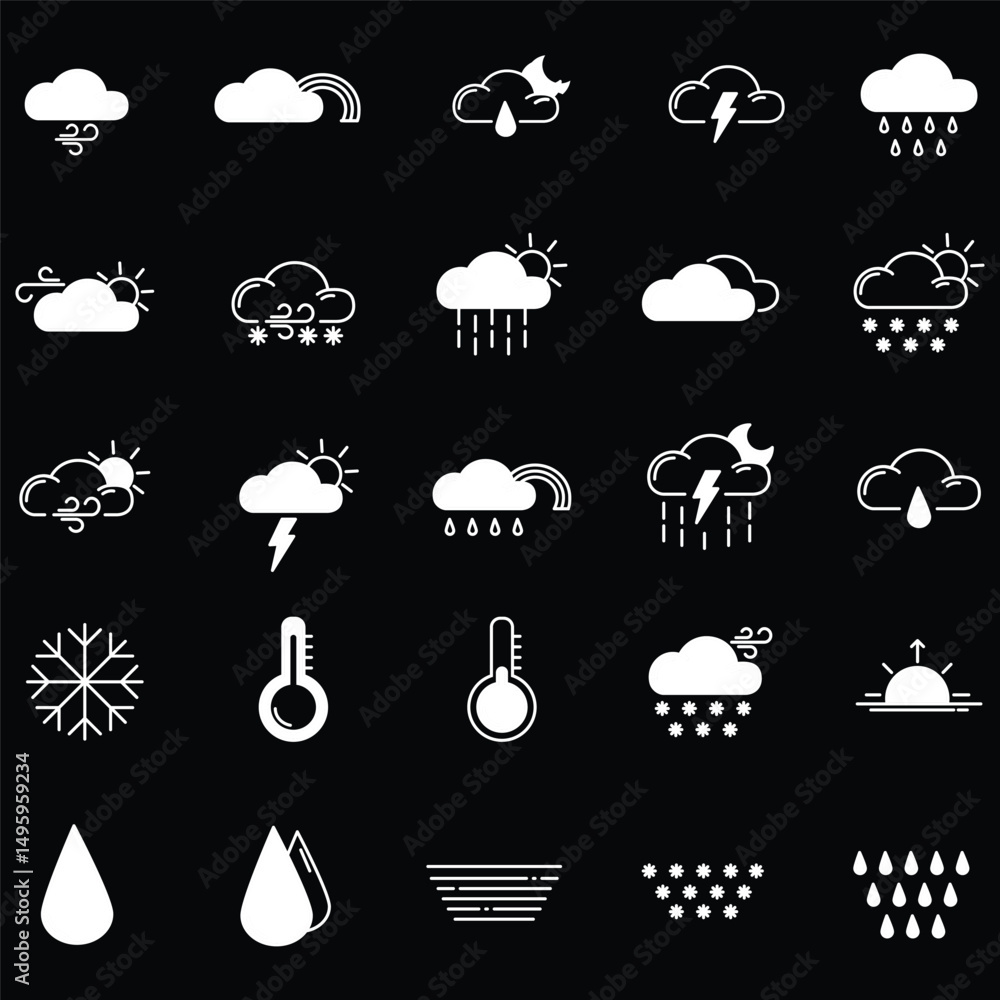 clouds icons set different style and forms clouds icons set different style and forms