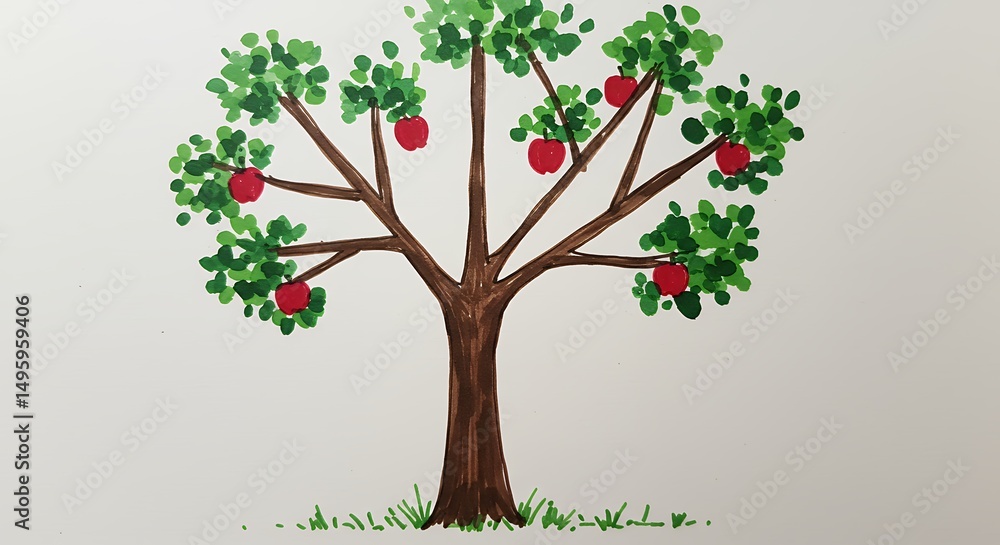Obraz premium Hand drawn apple tree illustration