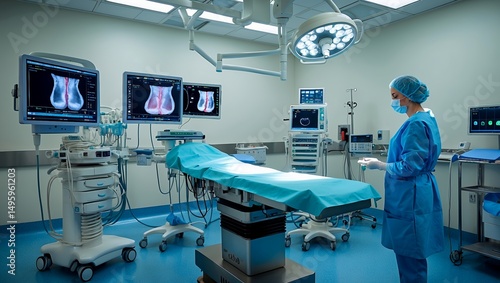 Modern operating room equipped for hysteroscopy procedures