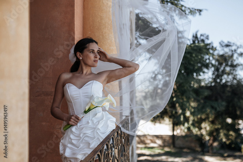 Bride in elegant dress at an Italian villa wedding