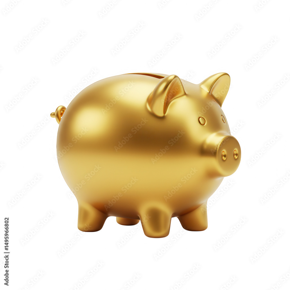 Golden piggy bank savings isolated on transparent background Golden piggy bank savings isolated on transparent background