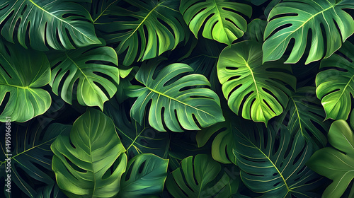 Wallpaper Mural Lush green tropical leaves create a vibrant backdrop. Torontodigital.ca