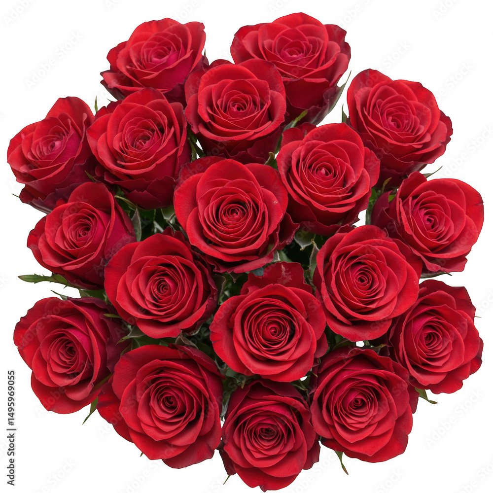 Vibrant red rose bouquet isolated on transparent background Vibrant red rose bouquet isolated on transparent background