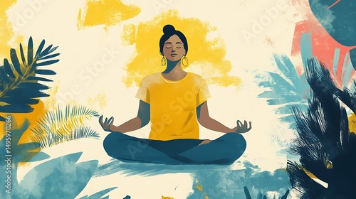 Wallpaper Mural Woman Meditating Nature Peace. Torontodigital.ca