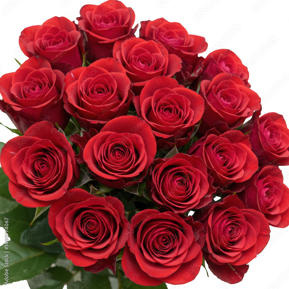 Vibrant red roses bouquet isolated on transparent background Vibrant red roses bouquet isolated on transparent background