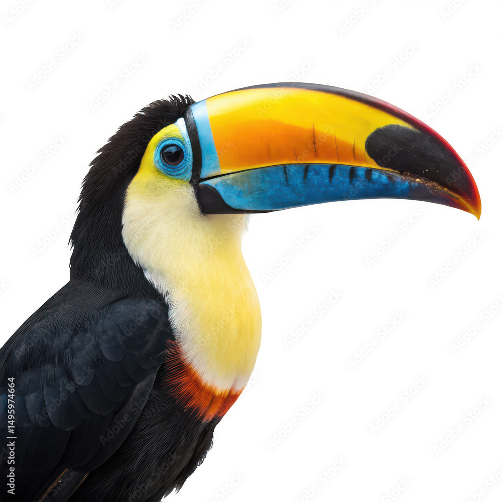 Naklejka premium A toucan with colorful beak isolated on transparent background