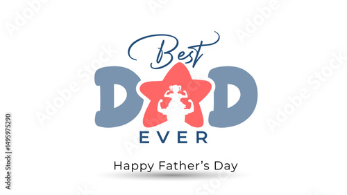 Happy Father's Day wishes card design. Daughter and father fun activity with Best Dad Ever logotype illustration.